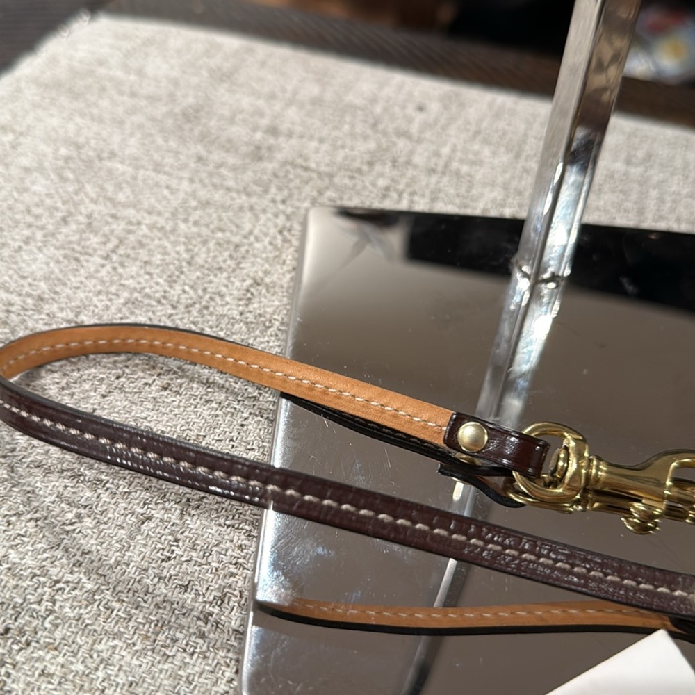Coach Legacy Signature Canvas & Leather Wristlet (w/Gold Coach Charm & Hangtag) - Picture 10 of 15